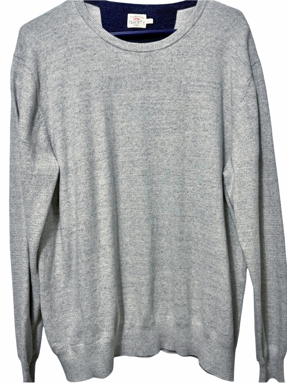 FAHERTY Men's Cotton / Cashmere Crew Neck Gray Sweatshirt - Size X-Large  *READ*